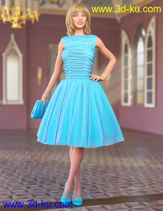 3D打印模型dForce 50s Prom Dress for Genesis 8 and 8.1 Females的图片
