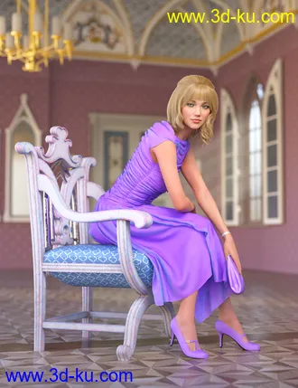 3D打印模型dForce 50s Prom Dress for Genesis 8 and 8.1 Females的图片