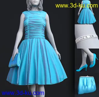 3D打印模型dForce 50s Prom Dress for Genesis 8 and 8.1 Females的图片