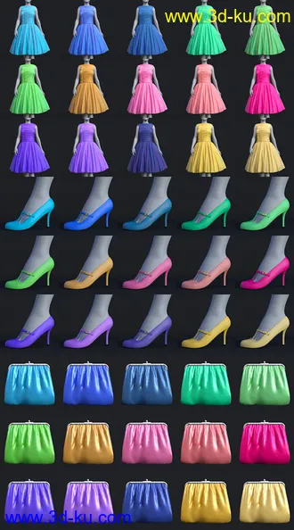 3D打印模型dForce 50s Prom Dress for Genesis 8 and 8.1 Females的图片