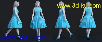 3D打印模型dForce 50s Prom Dress for Genesis 8 and 8.1 Females的图片