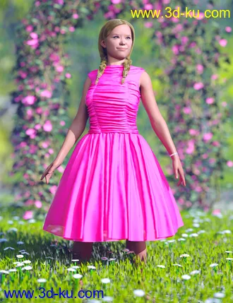 3D打印模型dForce 50s Prom Dress for Genesis 8 and 8.1 Females的图片