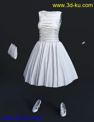3D打印模型dForce 50s Prom Dress for Genesis 8 and 8.1 Females的图片