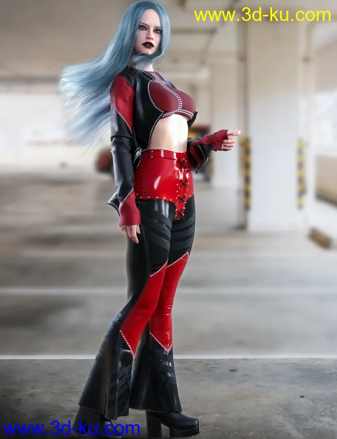 dForce BatWing Style Outfit For Genesis 8 and 8.1 Females模型的图片5