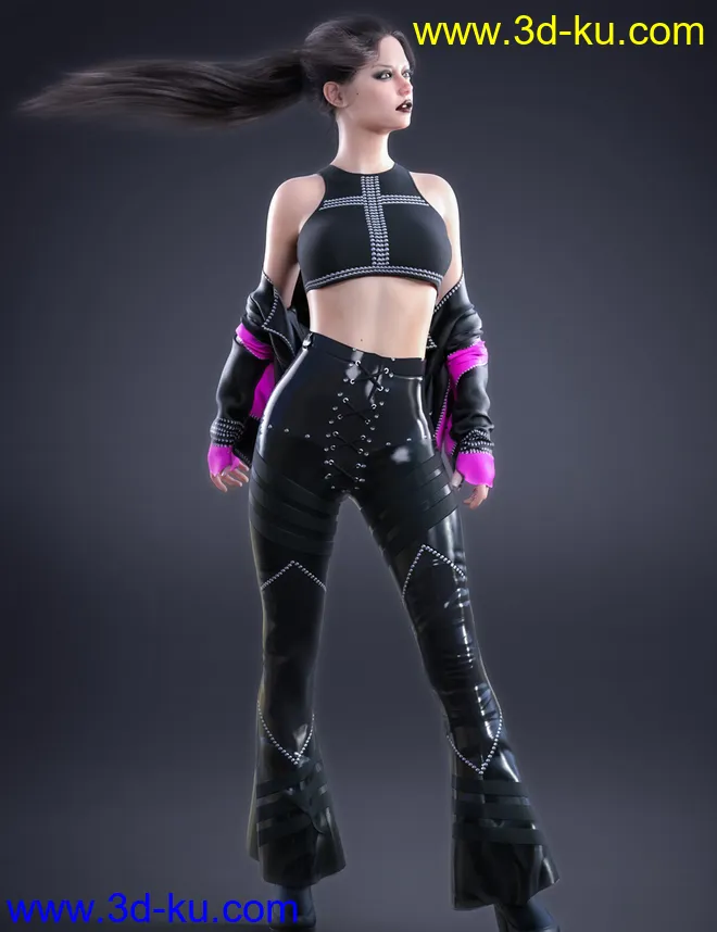 dForce BatWing Style Outfit For Genesis 8 and 8.1 Females模型的图片6