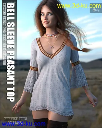 3D打印模型dForce Bell Sleeve Peasant Top G8F的图片