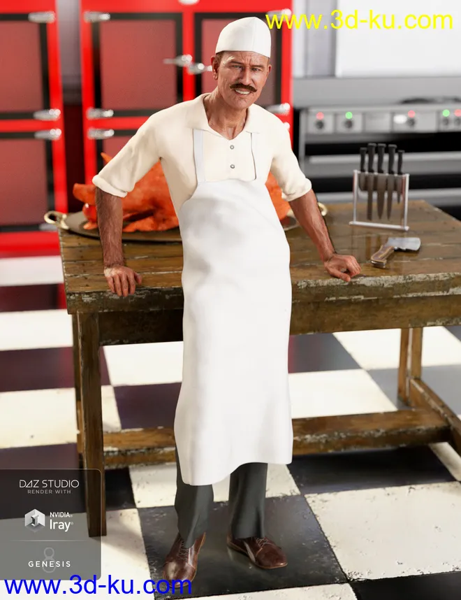 dForce Butcher Pete Outfit for Genesis 8 Males模型的图片2