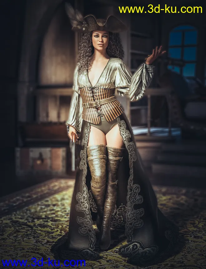 dForce CB Avast Sea Clothing Set for Genesis 8 and Genesis 8.1 Females模型的图片3