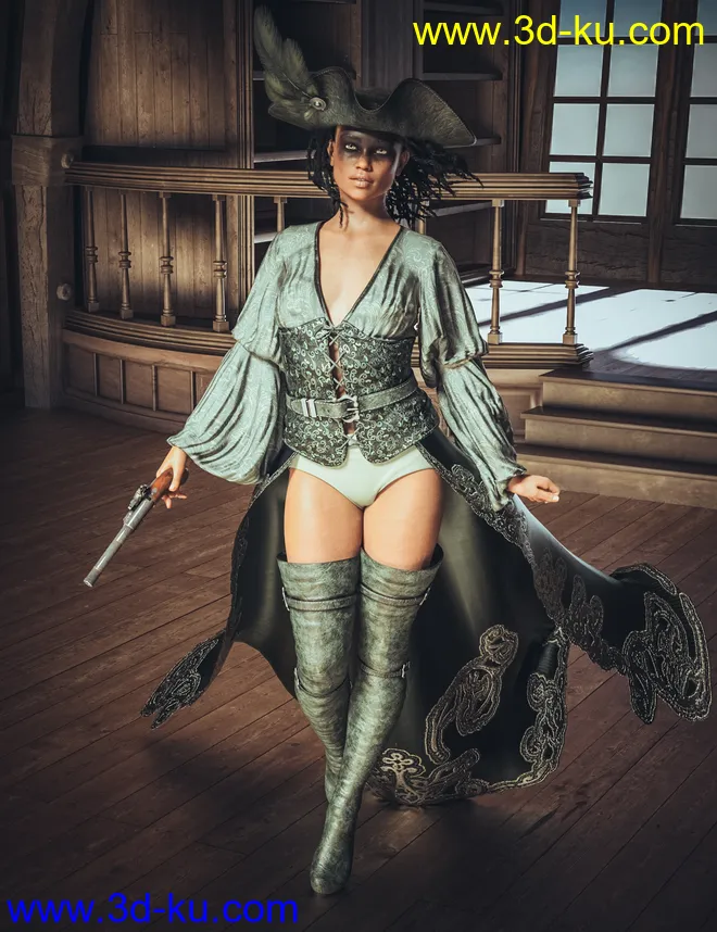 dForce CB Avast Sea Clothing Set for Genesis 8 and Genesis 8.1 Females模型的图片5