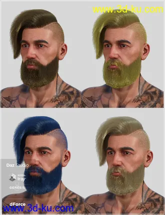 3D打印模型dForce Cool Hair for Genesis 8 Male(s)的图片