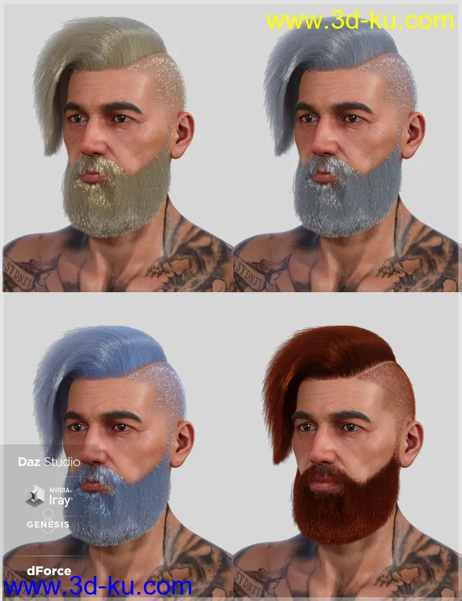 dForce Cool Hair for Genesis 8 Male(s)模型的图片6