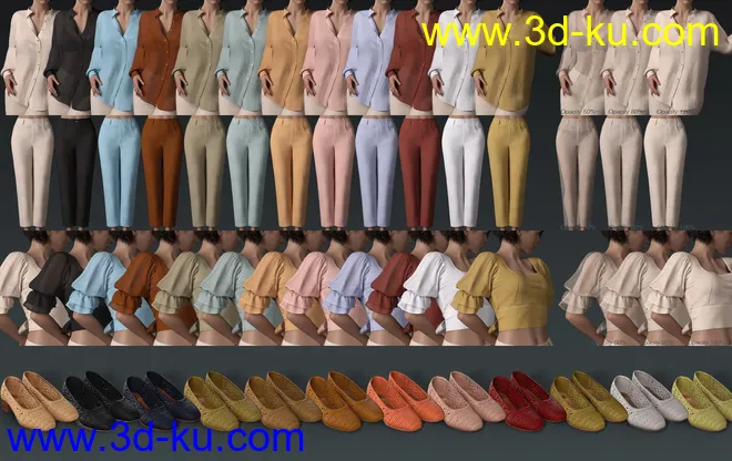 dForce Crisp Linen Outfit for Genesis 8 and 8.1 Females模型的图片7