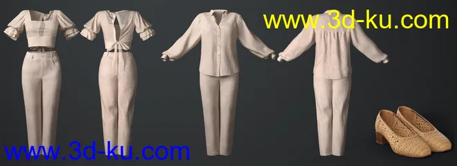 dForce Crisp Linen Outfit for Genesis 8 and 8.1 Females模型的图片8