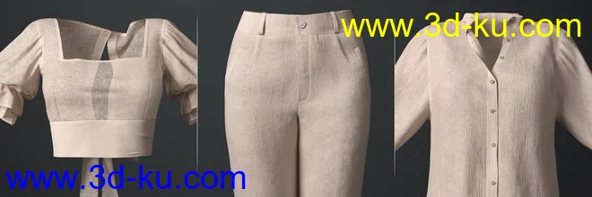 dForce Crisp Linen Outfit for Genesis 8 and 8.1 Females模型的图片9