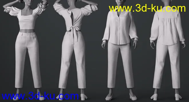 dForce Crisp Linen Outfit for Genesis 8 and 8.1 Females模型的图片10