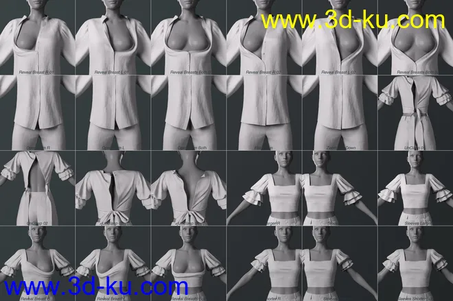 dForce Crisp Linen Outfit for Genesis 8 and 8.1 Females模型的图片11