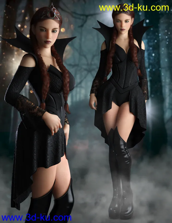 dForce Dark Princess Outfit Set for Genesis 8 and 8.1 Females模型的图片1