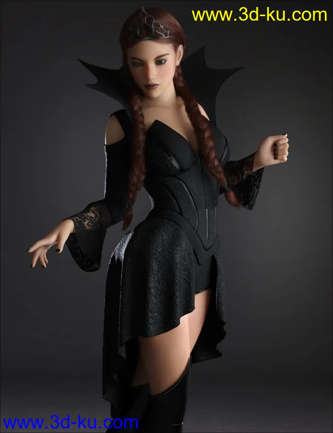dForce Dark Princess Outfit Set for Genesis 8 and 8.1 Females模型的图片3