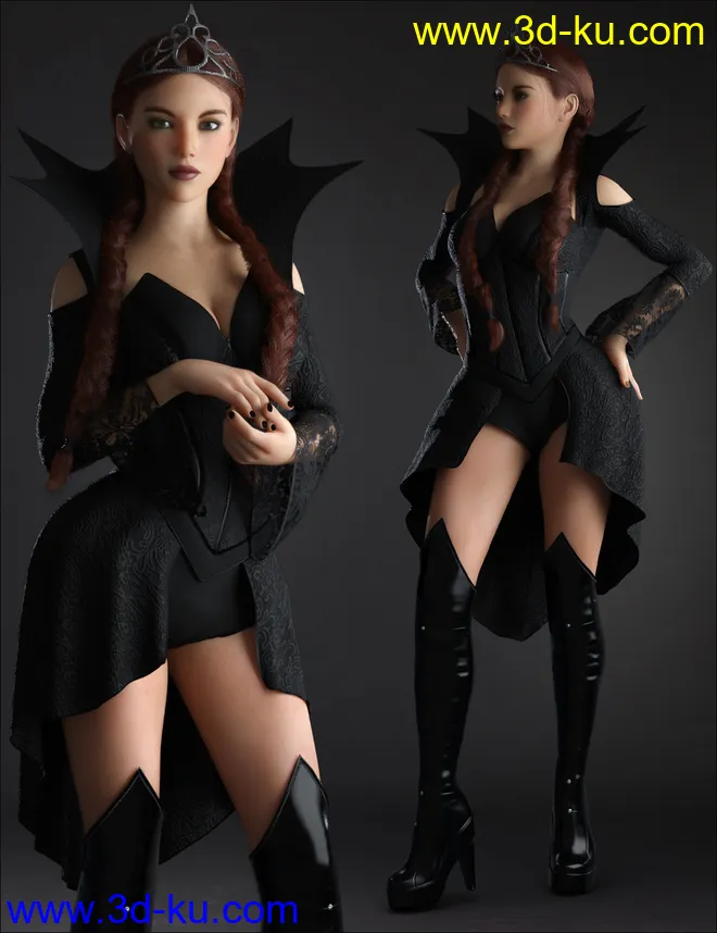 dForce Dark Princess Outfit Set for Genesis 8 and 8.1 Females模型的图片5