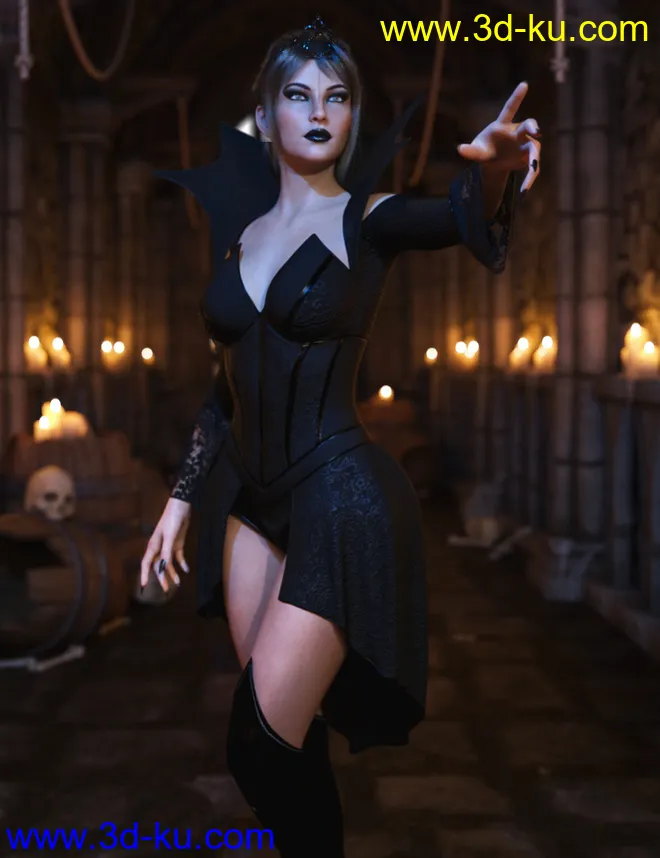 dForce Dark Princess Outfit Set for Genesis 8 and 8.1 Females模型的图片6