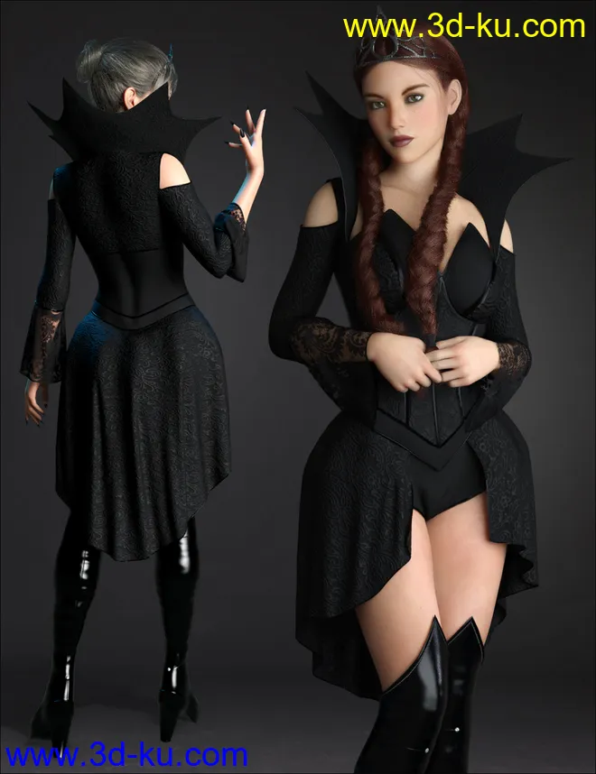 dForce Dark Princess Outfit Set for Genesis 8 and 8.1 Females模型的图片7