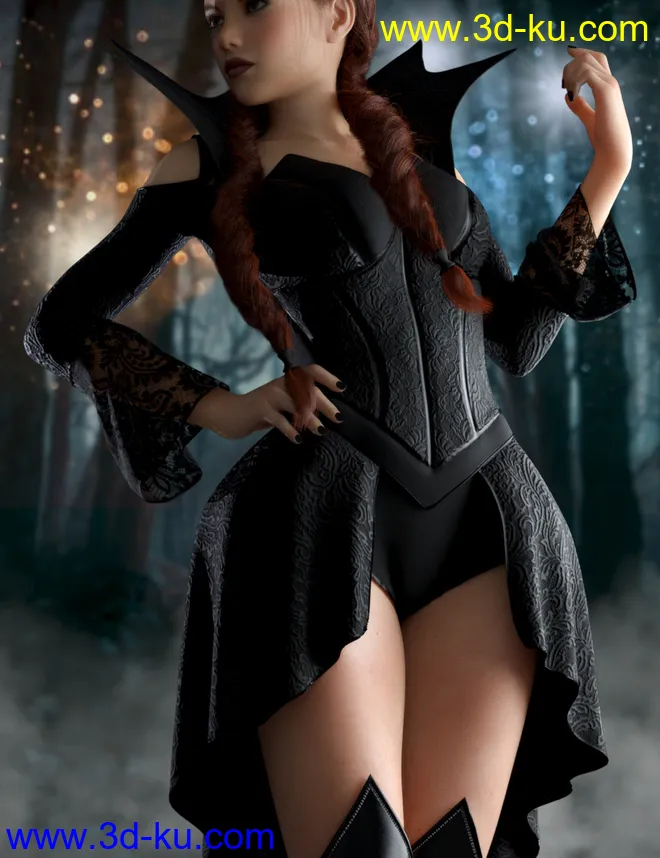 dForce Dark Princess Outfit Set for Genesis 8 and 8.1 Females模型的图片8