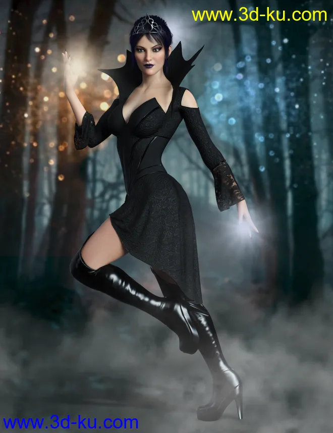 dForce Dark Princess Outfit Set for Genesis 8 and 8.1 Females模型的图片9
