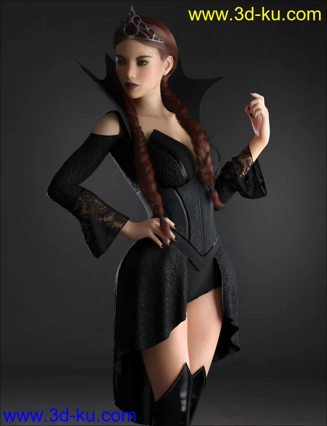 dForce Dark Princess Outfit Set for Genesis 8 and 8.1 Females模型的图片10
