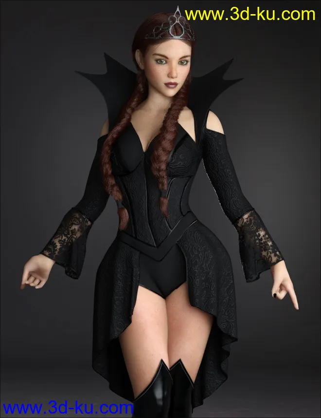 dForce Dark Princess Outfit Set for Genesis 8 and 8.1 Females模型的图片12