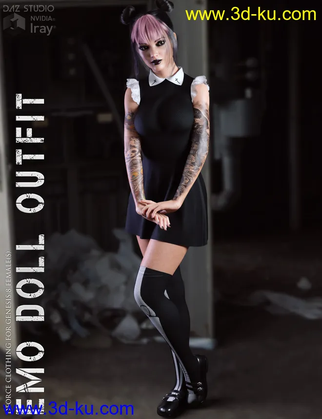 dForce Emo Doll Outfit for Genesis 8 Females模型的图片1
