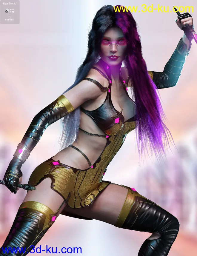 dForce Epona Wavy Hair for Genesis 8 Female(s)模型的图片6