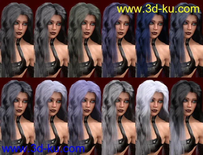 dForce Epona Wavy Hair for Genesis 8 Female(s)模型的图片8