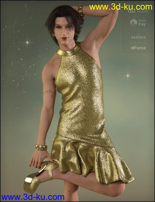 dForce Eveningwear for Genesis 8 Male(s)模型的图片3