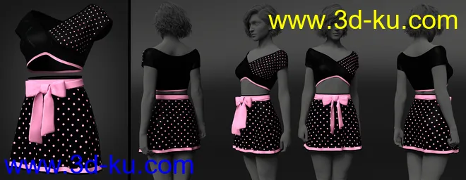 dForce Exes and Bows Outfit for Genesis 8 Female(s)模型的图片5