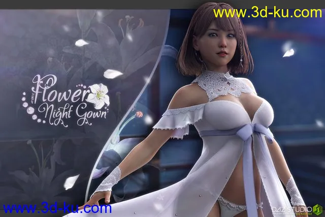 dForce Flower Night Gown G8F模型的图片1