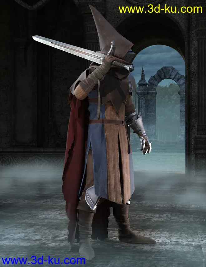 dForce Forlorn Swordsman Outfit for Genesis 8 and 8.1 Males模型的图片2