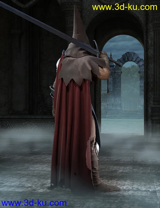 dForce Forlorn Swordsman Outfit for Genesis 8 and 8.1 Males模型的图片3