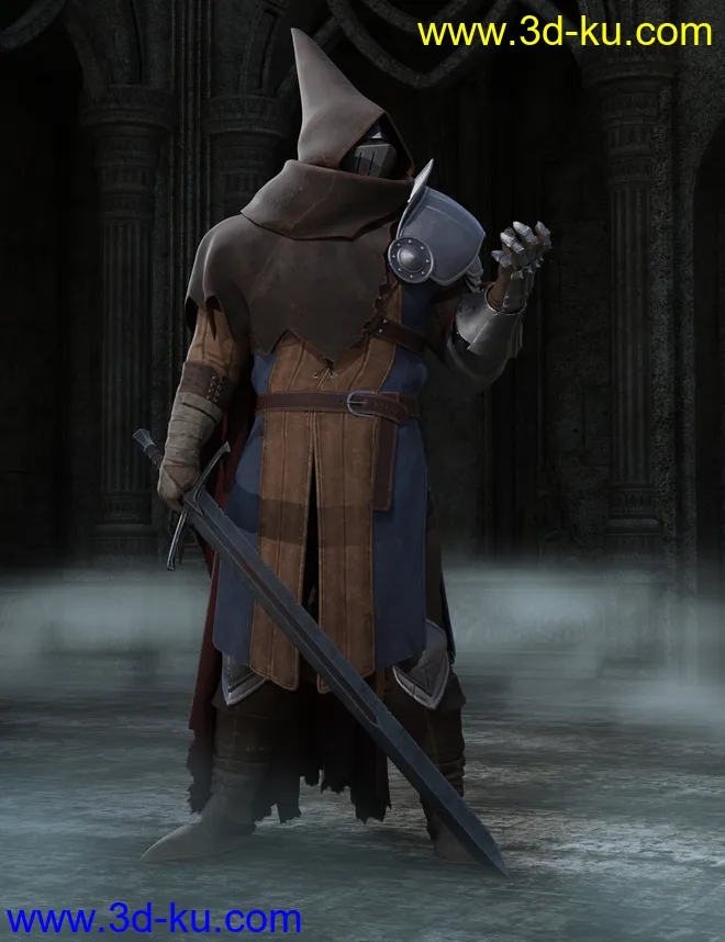 dForce Forlorn Swordsman Outfit for Genesis 8 and 8.1 Males模型的图片8