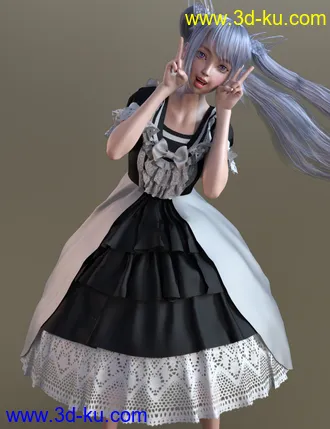 3D打印模型dForce French Style Dress for Genesis 8 Female(s)的图片