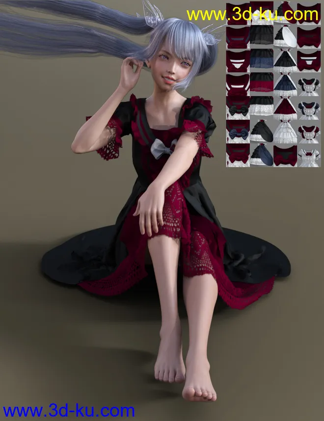 dForce French Style Dress for Genesis 8 Female(s)模型的图片4