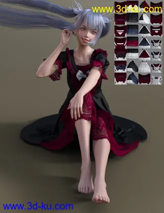 3D打印模型dForce French Style Dress for Genesis 8 Female(s)的图片