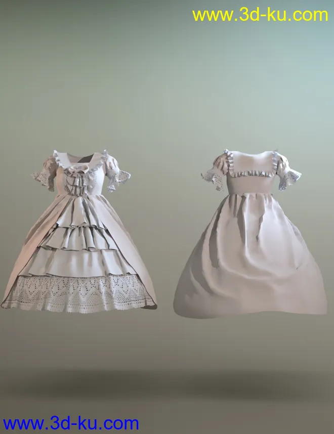 dForce French Style Dress for Genesis 8 Female(s)模型的图片5