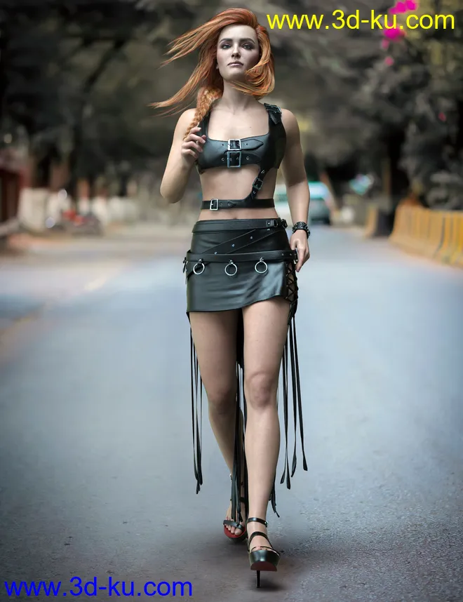 dForce Gothic Style Outfit V1 for Genesis 8 Females模型的图片3