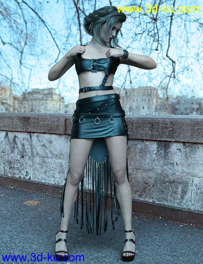 dForce Gothic Style Outfit V1 for Genesis 8 Females模型的图片5