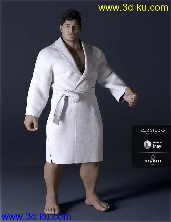 dForce H&C Bathrobe for Genesis 8 Male(s)模型的图片3