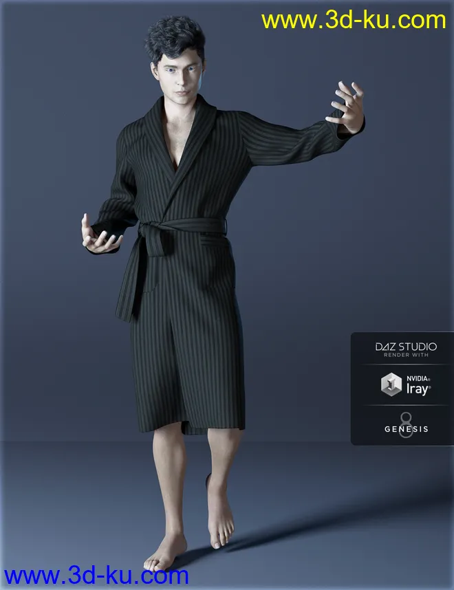 dForce H&C Bathrobe for Genesis 8 Male(s)模型的图片6