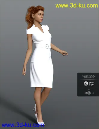 3D打印模型dForce H&C Belted Office Dress Outfit for Genesis 8 Female(s)的图片