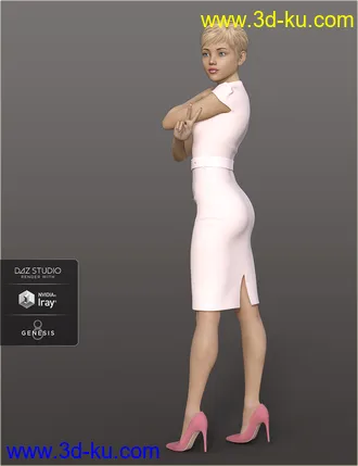 3D打印模型dForce H&C Belted Office Dress Outfit for Genesis 8 Female(s)的图片