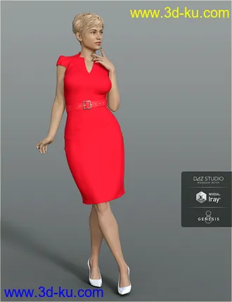 3D打印模型dForce H&C Belted Office Dress Outfit for Genesis 8 Female(s)的图片