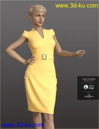 3D打印模型dForce H&C Belted Office Dress Outfit for Genesis 8 Female(s)的图片